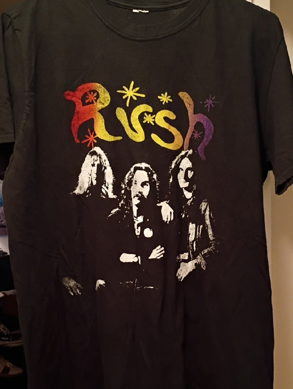 Black Rush Graphic Band T‑Shirt - Rainbow Logo Nice Fade